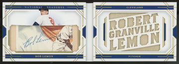 2020 National Treasures Bob Lemon Cut Signature Material Patch Auto Booklet /5