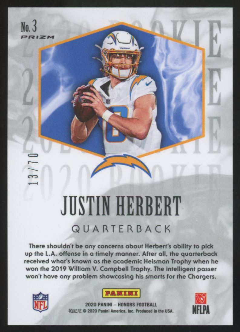 2020 Panini Honors Justin Herbert RC 2004 Design /70 #3
