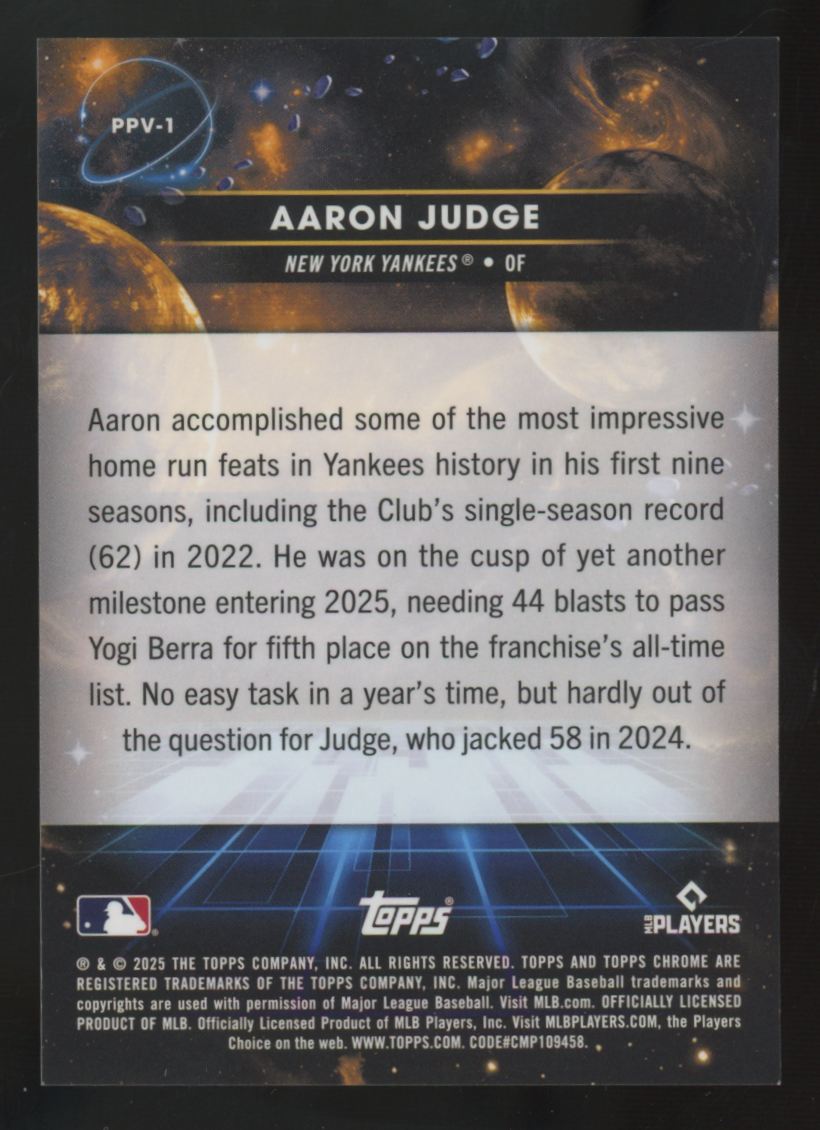 2025 Topps Chrome Cosmic Aaron Judge Planetary Pursuit Venus SSP #PPV-1