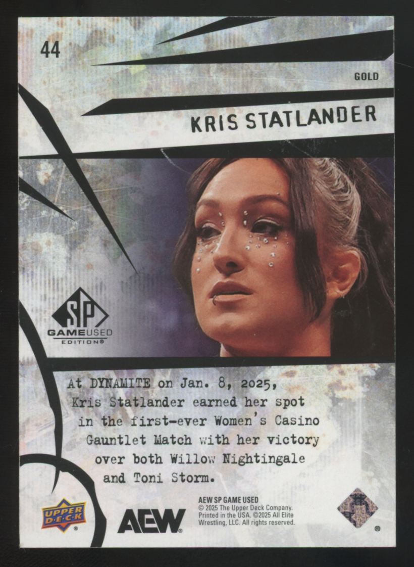 2025 Upper Deck SP Game Used AEW Kris Statlander Gold /99 #44