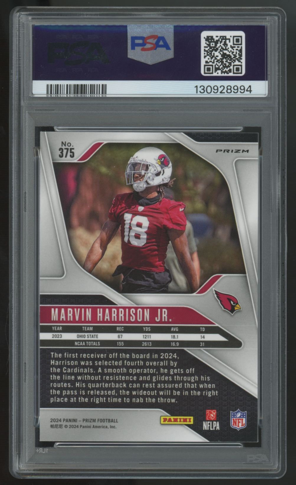 2024 Panini Prizm Marvin Harrison Jr. RC Silver #375 PSA 9