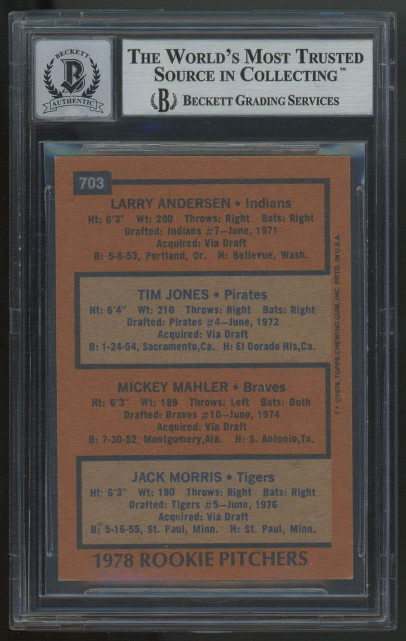 1978 Topps Jack Morris RC Signed Auto BGS Authentic 10 *823