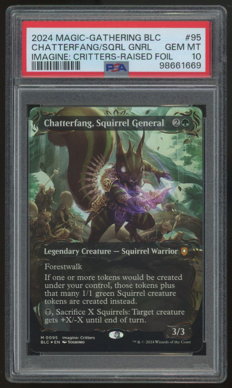 2024 Magic Chatterfang, Squirrel General Bloomburrow Raised Foil #95 PSA 10