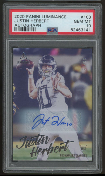 2020 Luminance Justin Herbert RC Auto /99 #103 PSA 10