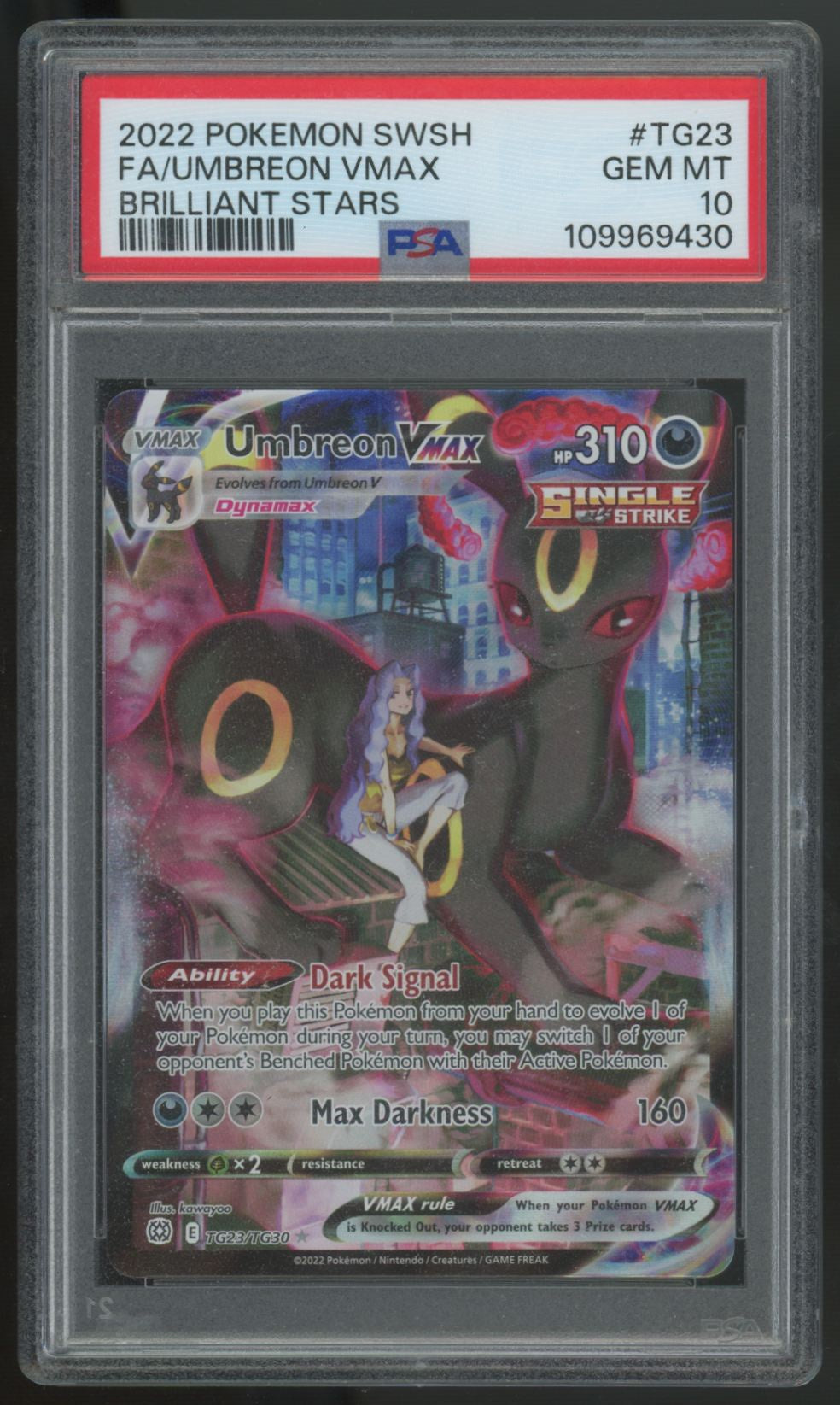 2022 Pokemon Umbreon VMax Brilliant Stars Full Art #TG23 PSA 10 (C)