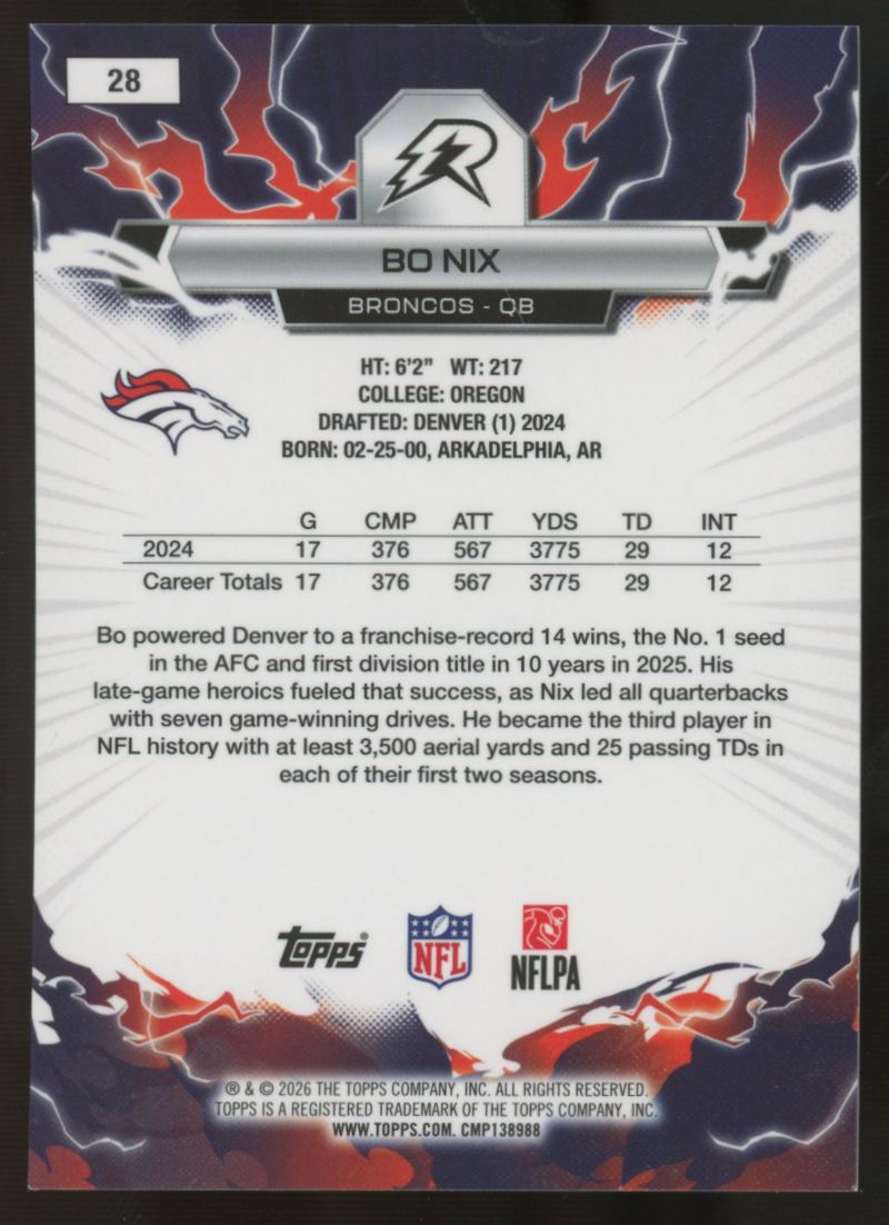 2025 Topps Resurgence Bo Nix Digital Surge /100 #28