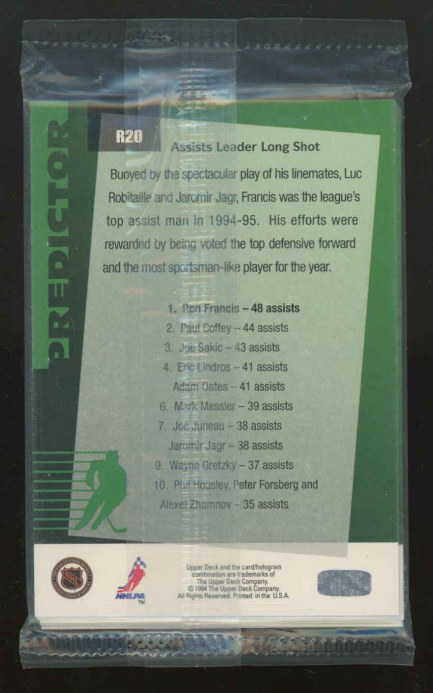 1994-95 Upper Deck Hockey Retail Exchange Assists Leader Factory Sealed Pack
