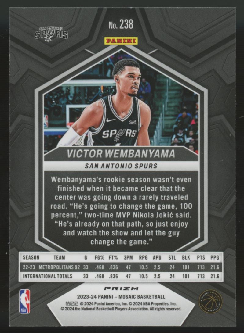 2023-24 Mosaic Victor Wembanyama RC Silver Prizm #238