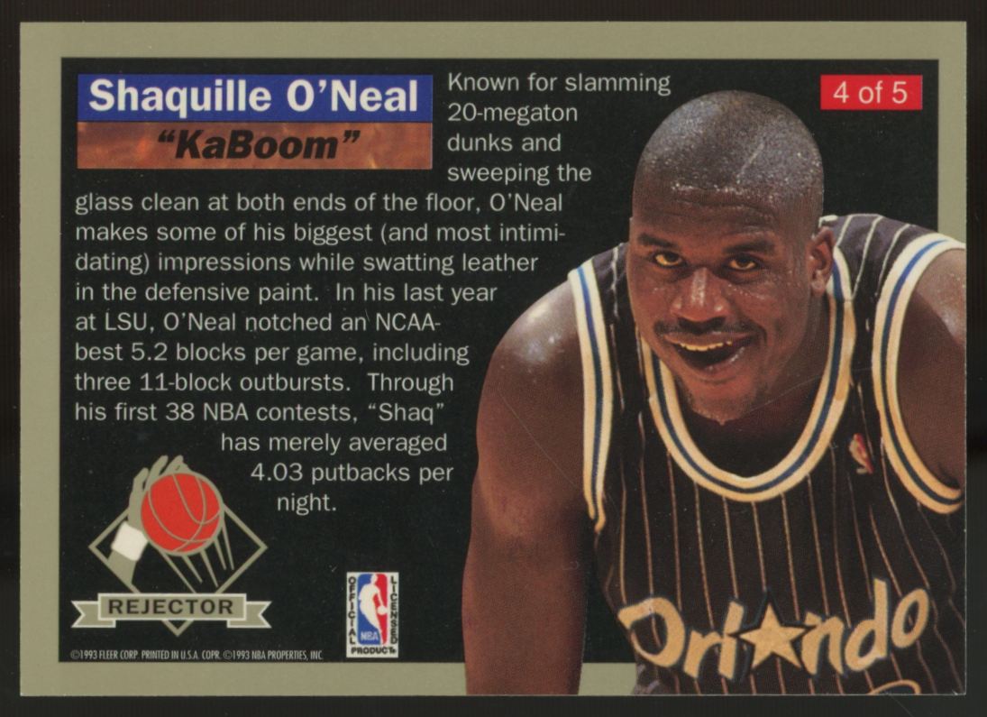1992-93 Fleer Ultra Shaquille O'Neal RC Rejector #4