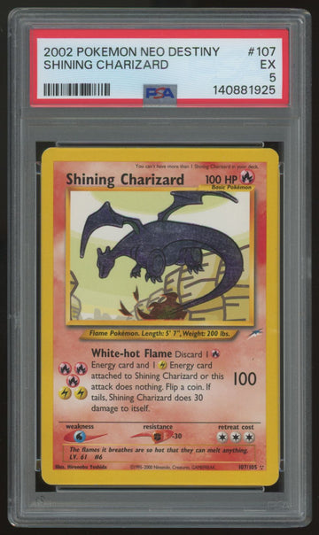 2002 Pokemon Shining Charizard Neo Destiny Holo #107 PSA 5