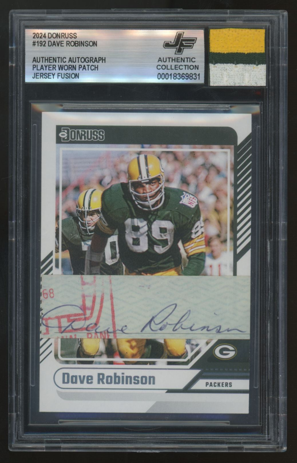 2024 Donruss Dave Robinson Jersey Fusion Patch Cut Auto #192 BGS Authentic
