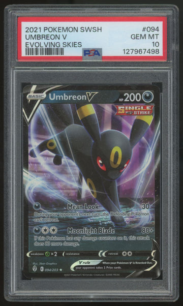 2021 Pokemon Umbreon V Evolving Skies Holo #94 PSA 10