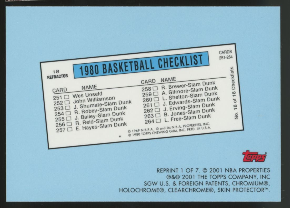 2001 Topps Magic Johnson Commemorative Series Magic Johnson 1980 Refractor #18