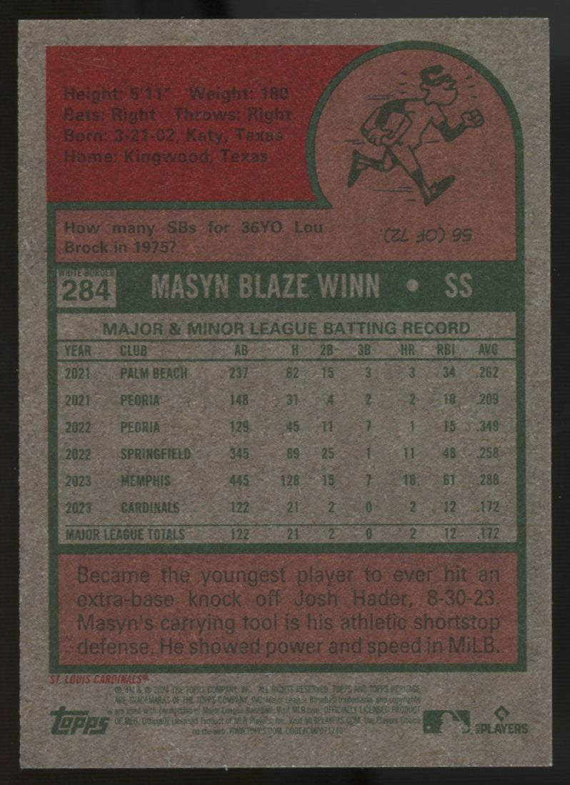 2024 Topps Heritage Masyn Winn RC #284
