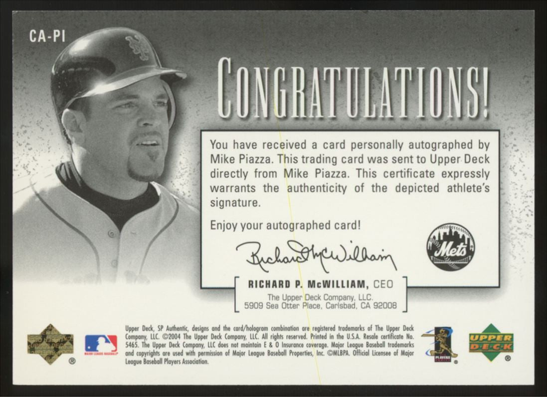 2004 SP Authentic Mike Piazza Gold Duo Tone Chirography Auto /20 #CA-PI