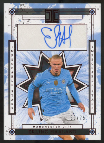 2024-25 Panini Impeccable Premier Erling Haaland Stars Ruby Auto /75 #IS-EH