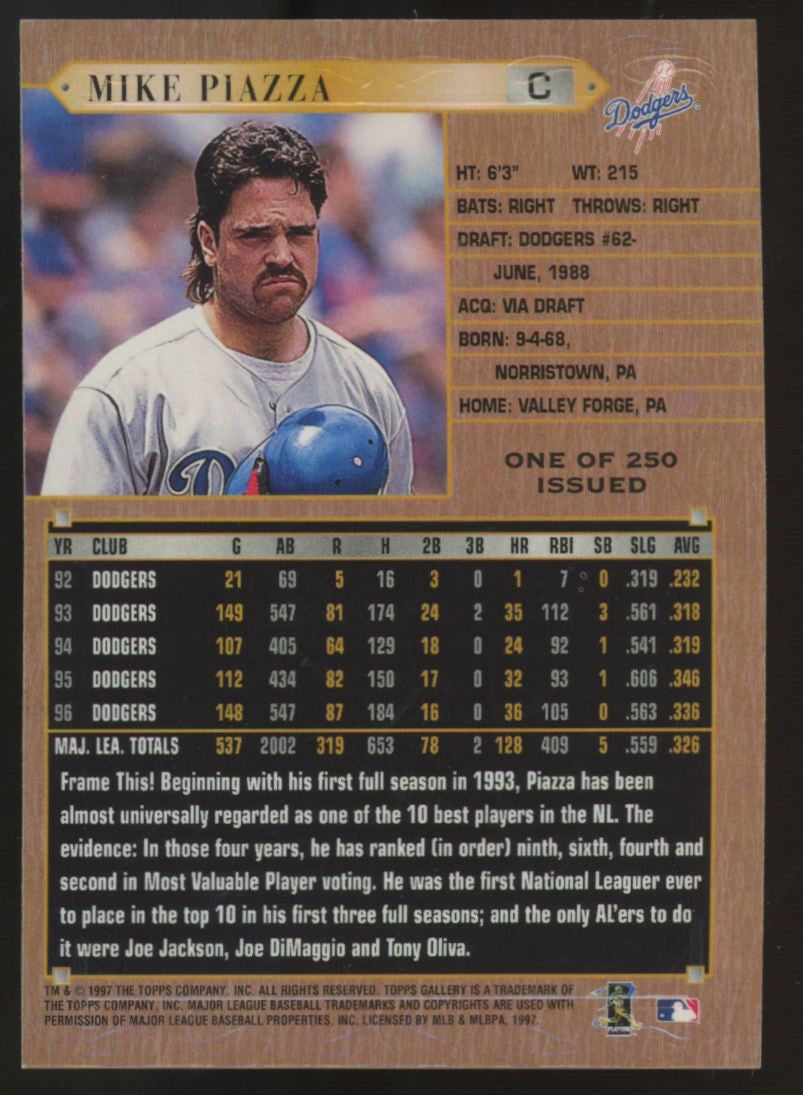 1997 Topps Gallery Mike Piazza Players Private Issue /250