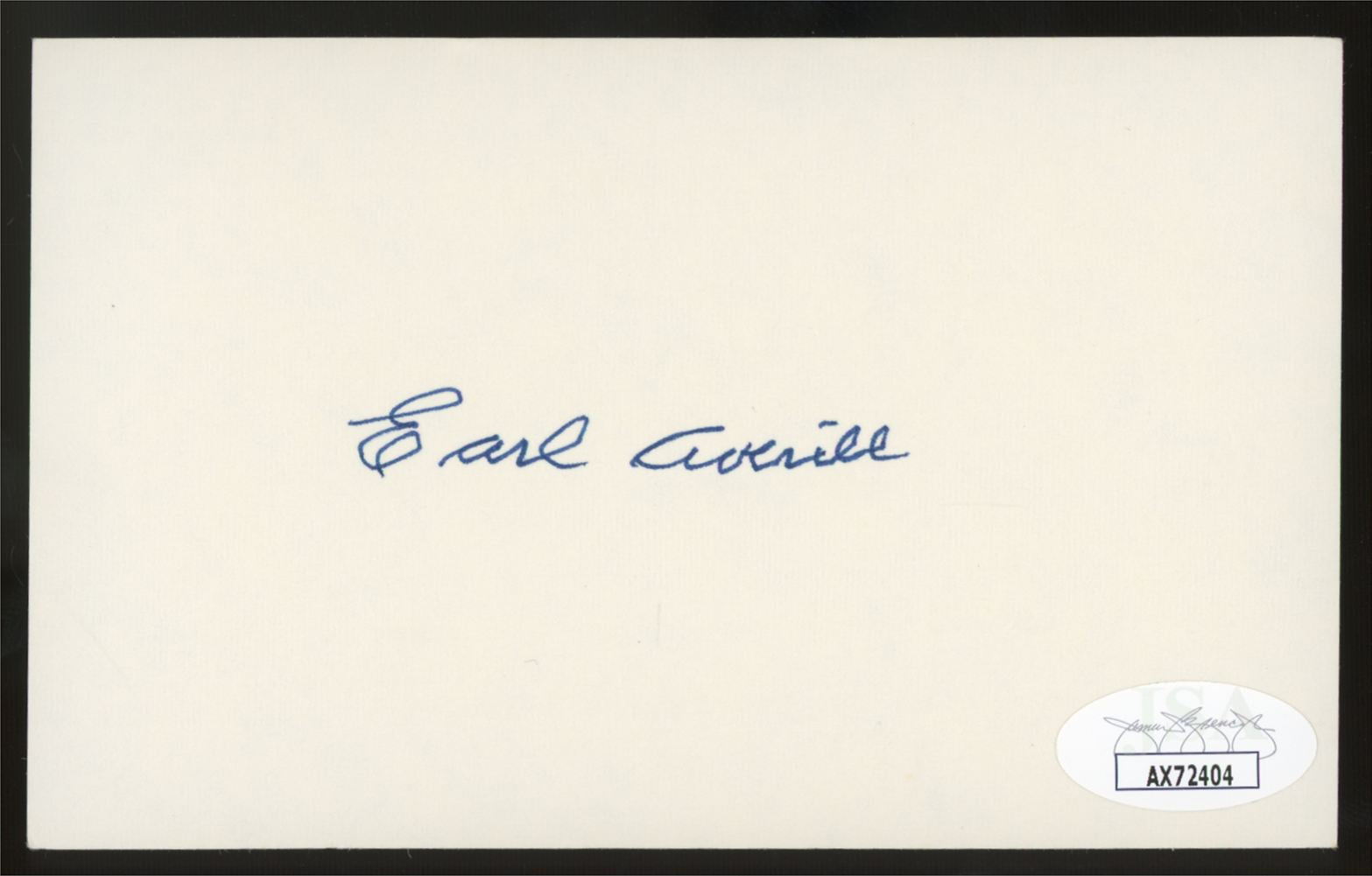 1979 Earl Averill Signed Autographed Index Card JSA Authentic