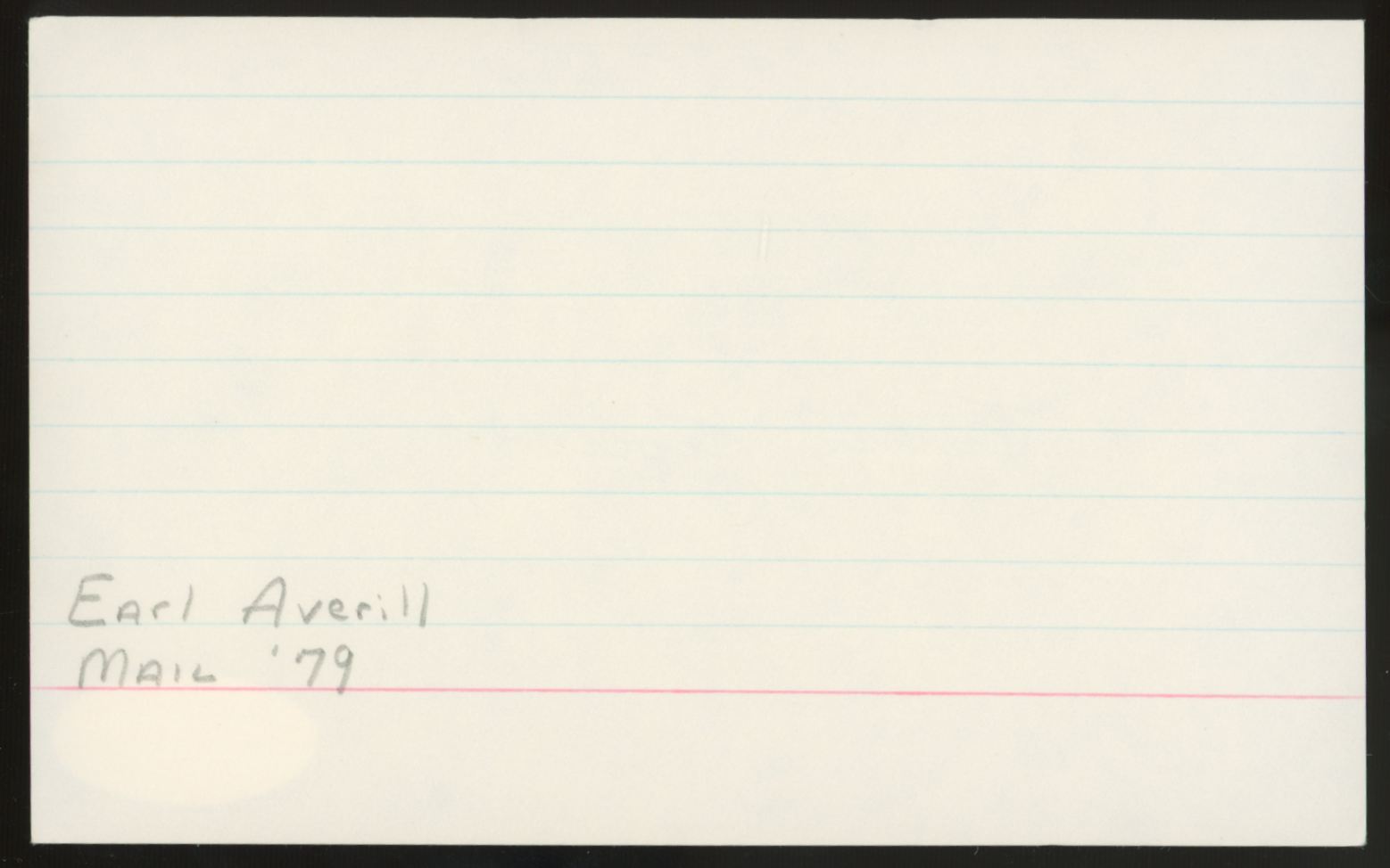 1979 Earl Averill Signed Autographed Index Card JSA Authentic