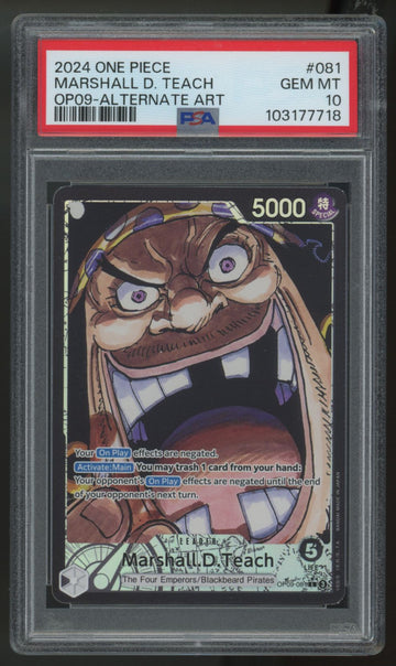 2024 One Piece Marshall D. Teach OP09 Alternate Art #081 PSA 10