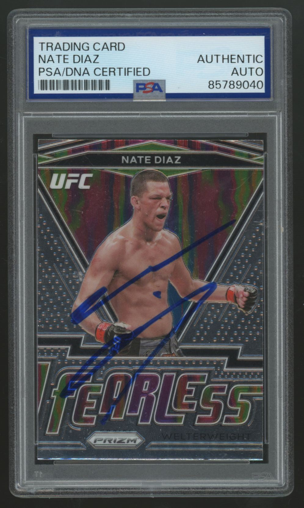 2021 Panini Prizm UFC Nate Diaz Fearless Signed IP Auto PSA Authentic