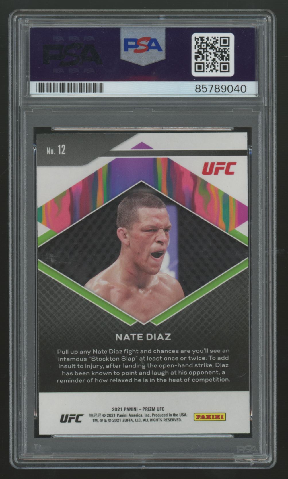 2021 Panini Prizm UFC Nate Diaz Fearless Signed IP Auto PSA Authentic