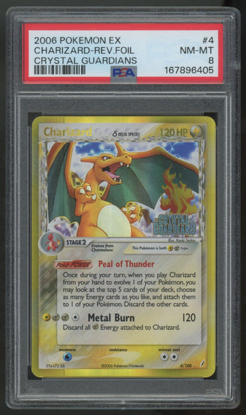 2006 Pokemon Charizard Crystal Guardians Reverse Holo #4 PSA 8