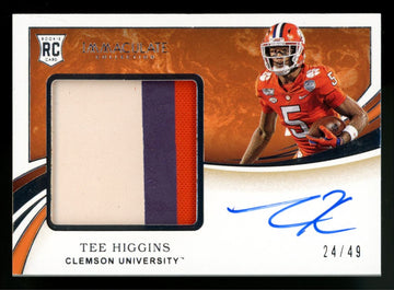 2020 Immaculate Collegiate Tee Higgins RC Patch Auto Silver RPA /49 #113