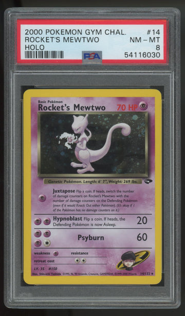Pokemon Rocket's Mewtwo Gym Challenge Holo #14 PSA 8