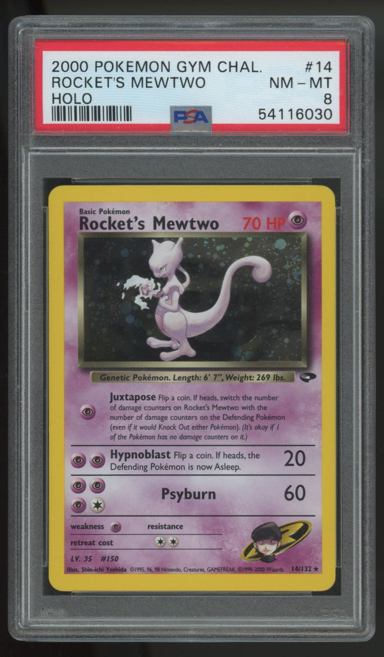 Pokemon Rocket's Mewtwo Gym Challenge Holo #14 PSA 8