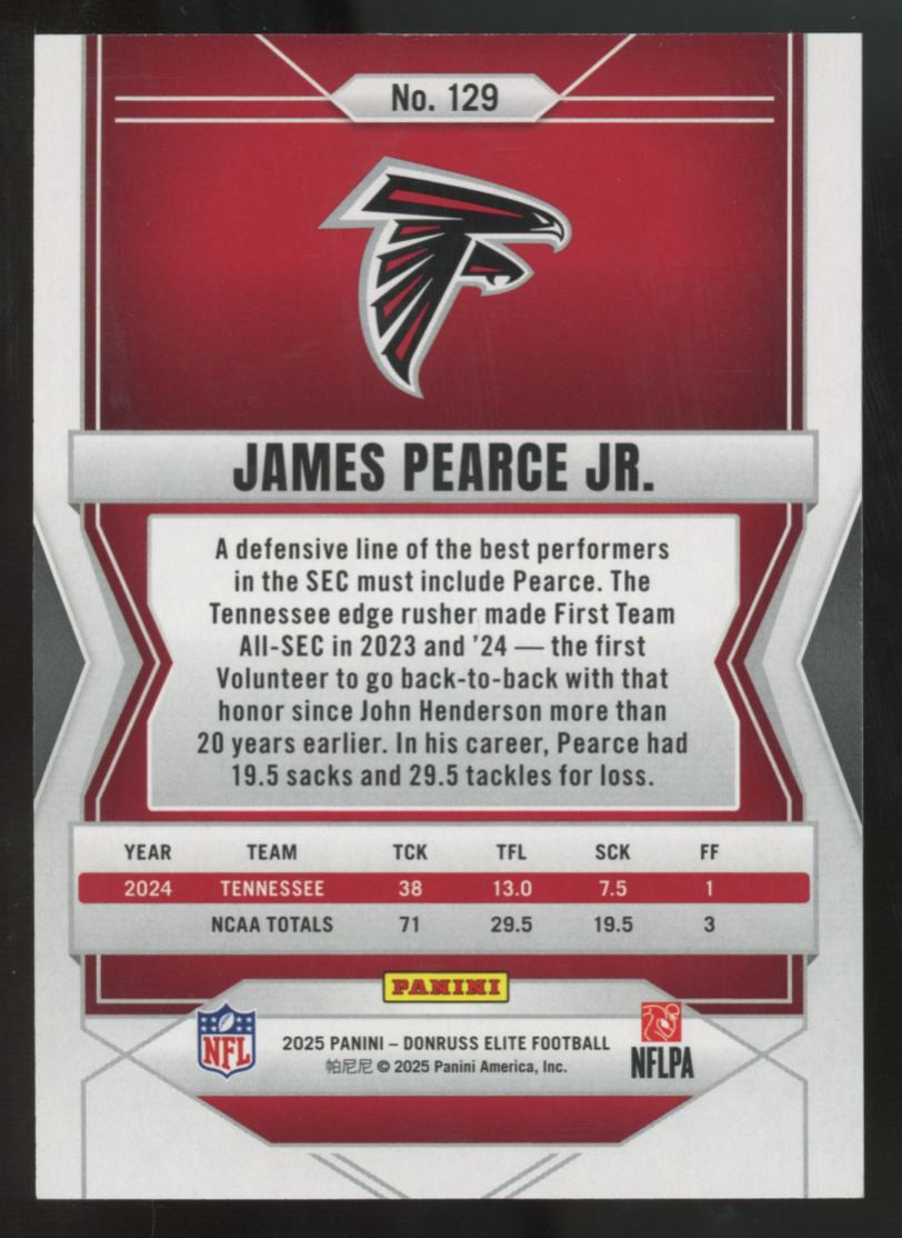 2025 Panini Donruss Elite James Pearce Jr. RC Gold /10 #129