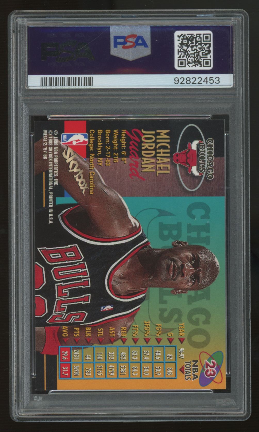 1997-98 Skybox Metal Universe Michael Jordan Championship #23 PSA 9