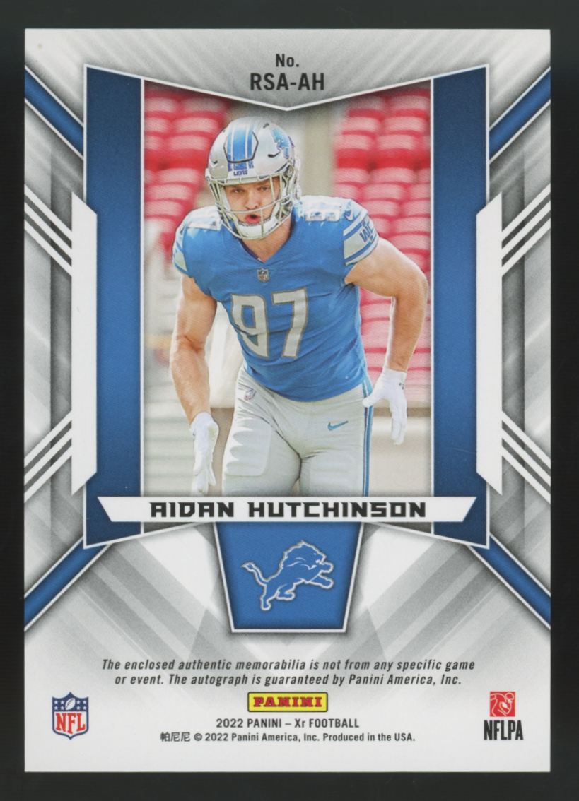 2022 Panini Xr Aidan Hutchinson RC Patch Auto RPA /99 #RSA-AH