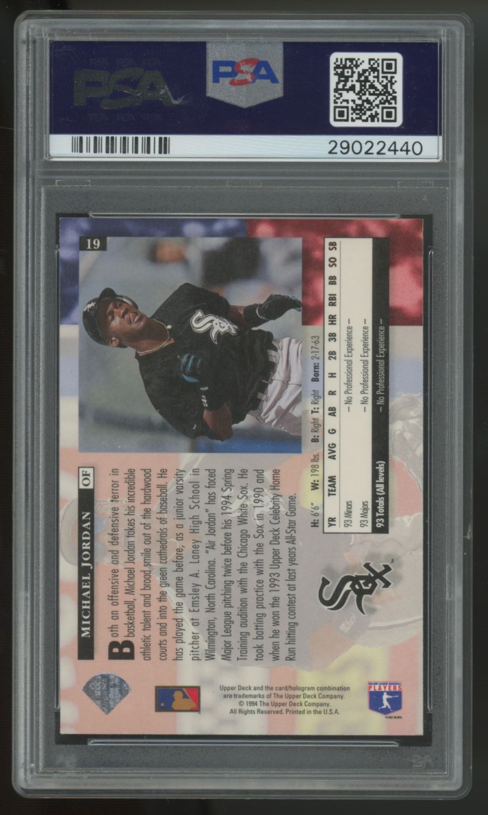 1994 Upper Deck Michael Jordan RC Star Rookies #19 PSA 8