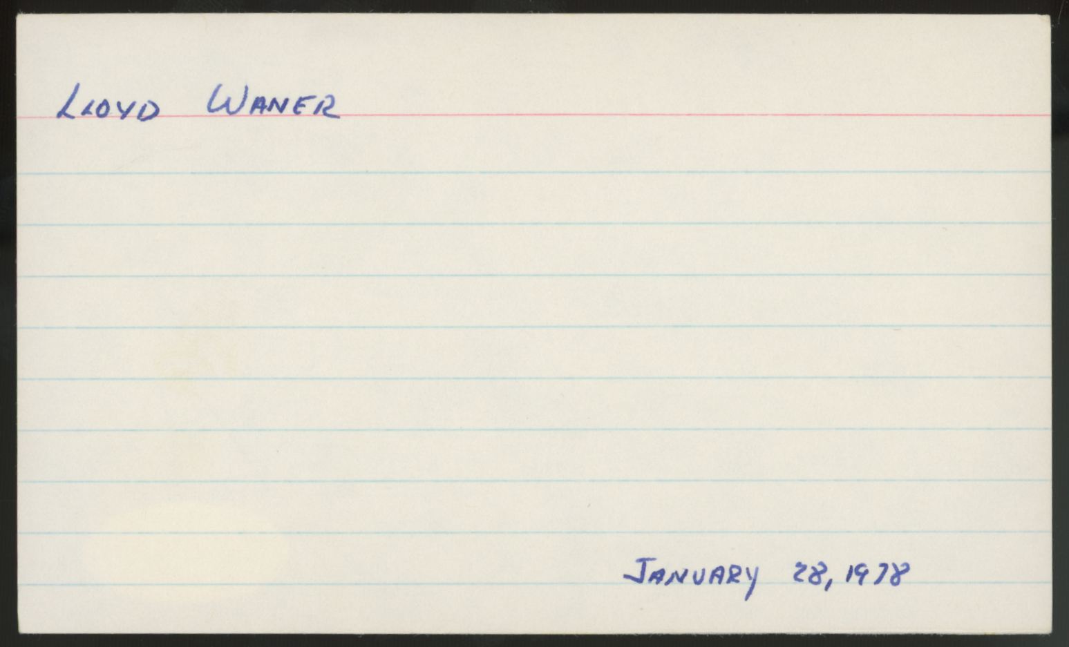 1978 Lloyd Waner Signed Autographed Index Card JSA Authentic