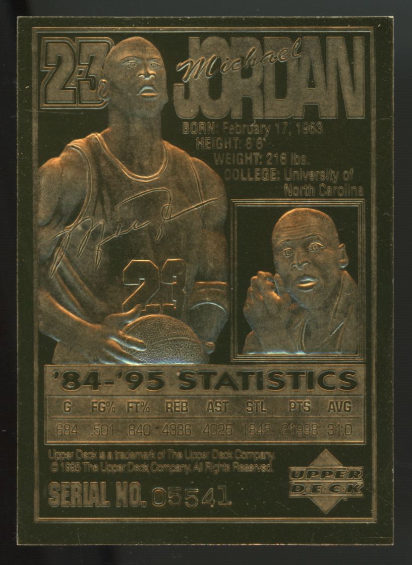 1995-96 Upper Deck Michael Jordan 23KT Gold Diamond Stars With COA
