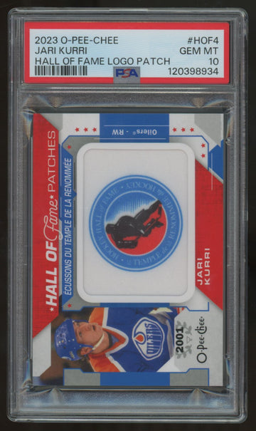 2023-24 O-Pee-Chee Jari Kurri Hall of Fame Logo Patch #HOF-4 PSA 10
