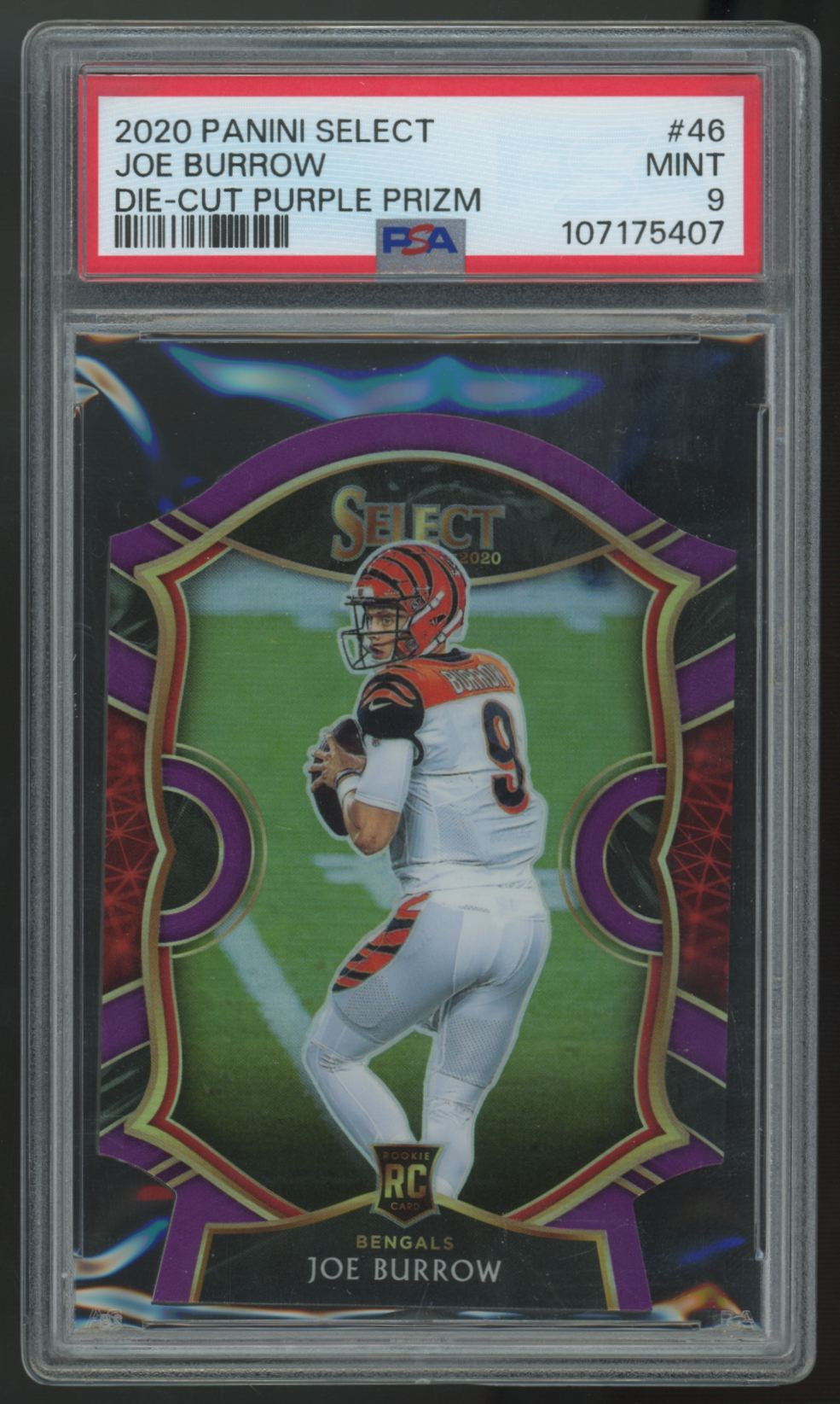 2020 Panini Select Joe Burrow RC Concourse Die-Cut Purple #46 PSA 9