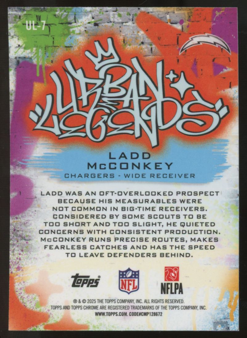 2025 Topps Chrome Ladd McConkey Urban Legends SSP #UL-7