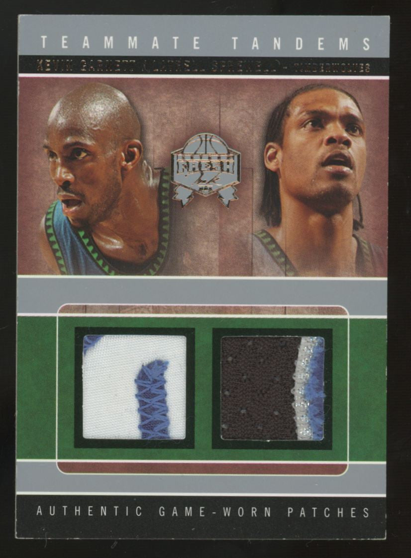 2004-05 Fleer Kevin Garnett/Latrell Sprewell Teammate Tandems Dual Patch /49