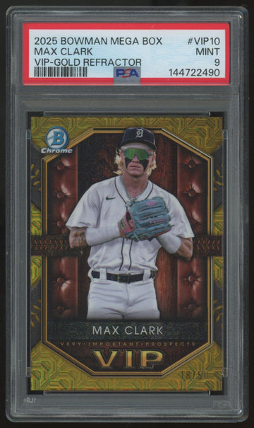 2025 Bowman Mega Max Clark VIP Gold Refractor /50 #VIP-10 PSA 9
