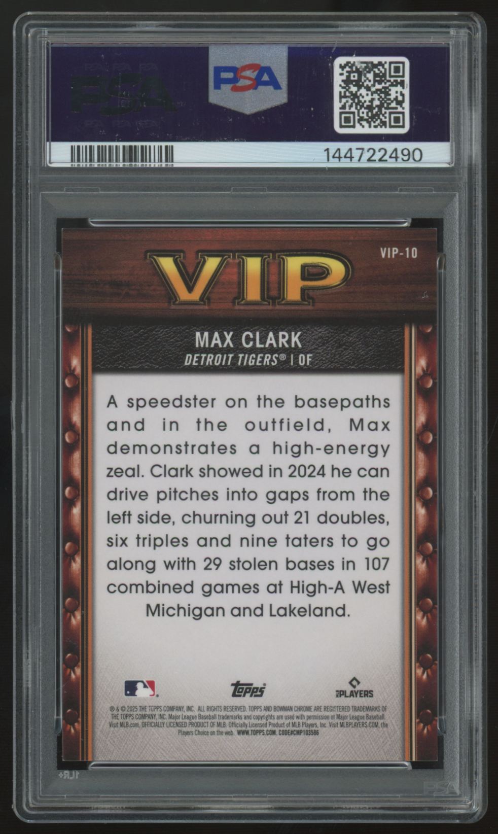 2025 Bowman Mega Max Clark VIP Gold Refractor /50 #VIP-10 PSA 9