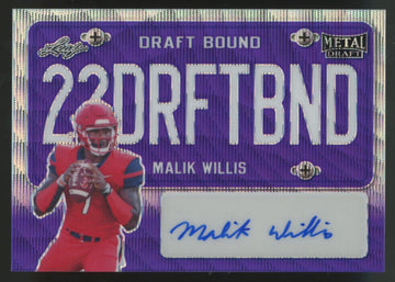 2022 Leaf Metal Draft Malik Willis RC Draft Bound Auto Purple /20 #DB-MW1