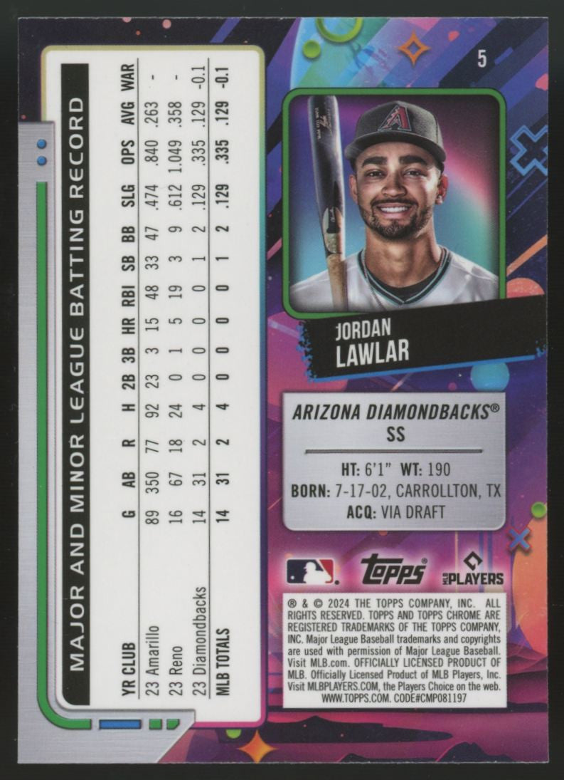 2024 Topps Cosmic Chrome Jordan Lawler RC Blue Moon Refractor /99 #5
