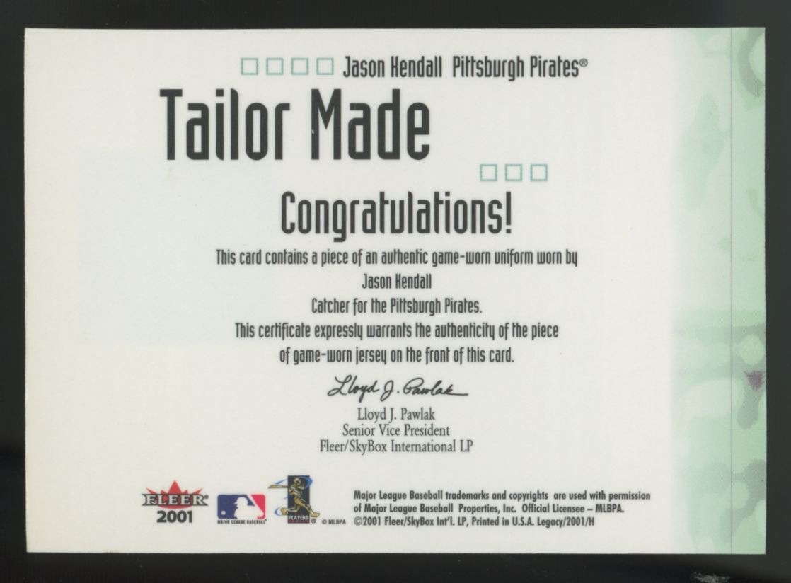 2001 Fleer Legacy Jason Hendall Tailor Made Patch