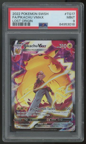2022 Pokemon Pikachu VMAX Lost Origin Full Art #TG17 PSA 9