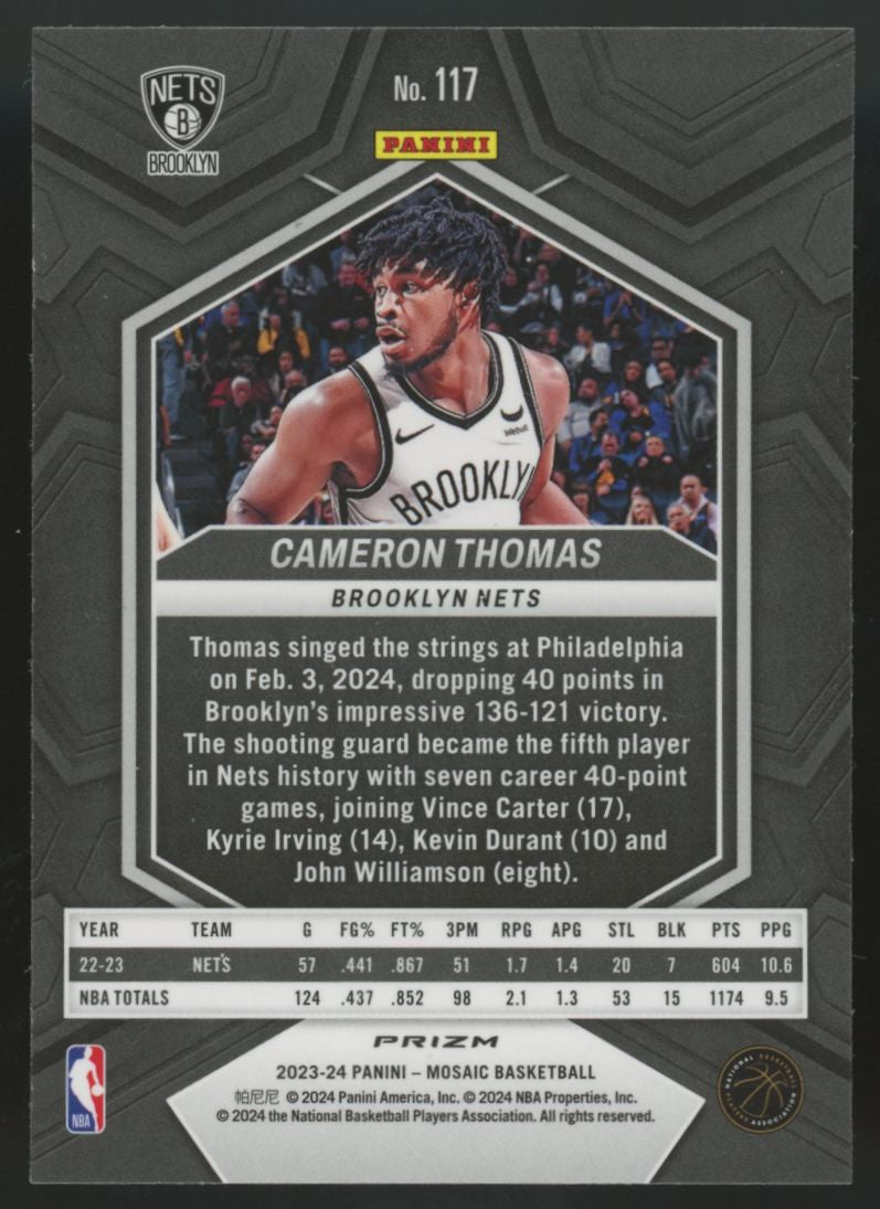 2023-24 Panini Mosaic Cameron Thomas Genesis Prizm SSP #117