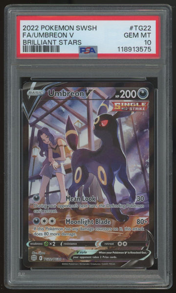 2022 Pokemon Umbreon V Brilliant Stars Full Art #TG22 PSA 10 (B)