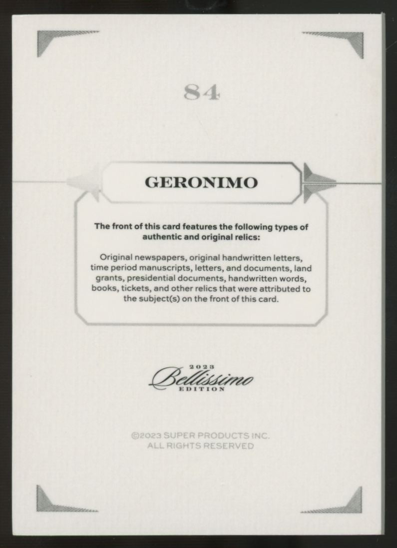 2023 Keepsake Bellissimo Edition Geronimo Blanket Relic Patch /20 #84