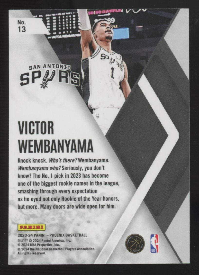 2023-24 Panini Phoenix Victor Wembanyama RC Silver Instant Phenom #13